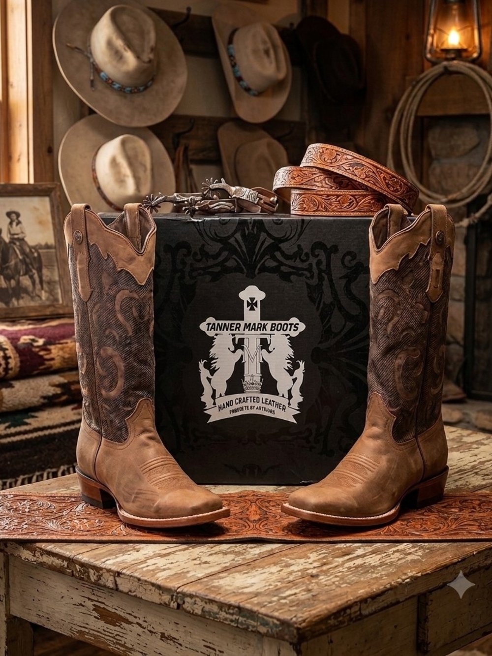 Tanner Mark Women's Brown Leather Western Heeled Boots